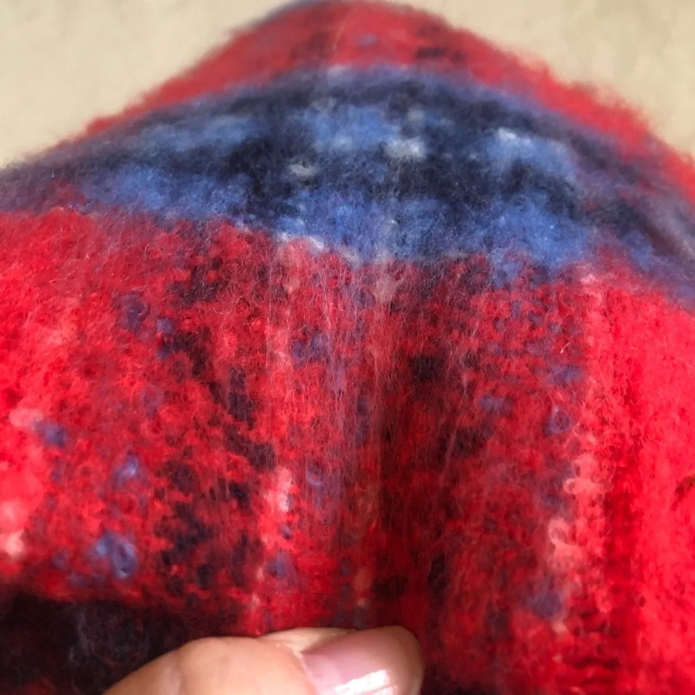 Aerie Ultra plush oversized plaid fringe blanket scarf
